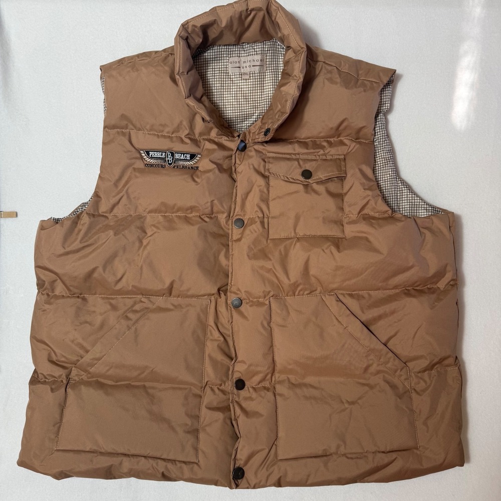 Alan Michael USA Pebble Beach Concours d'Elegance Puffer Vest Tan Mens‎ 2XL